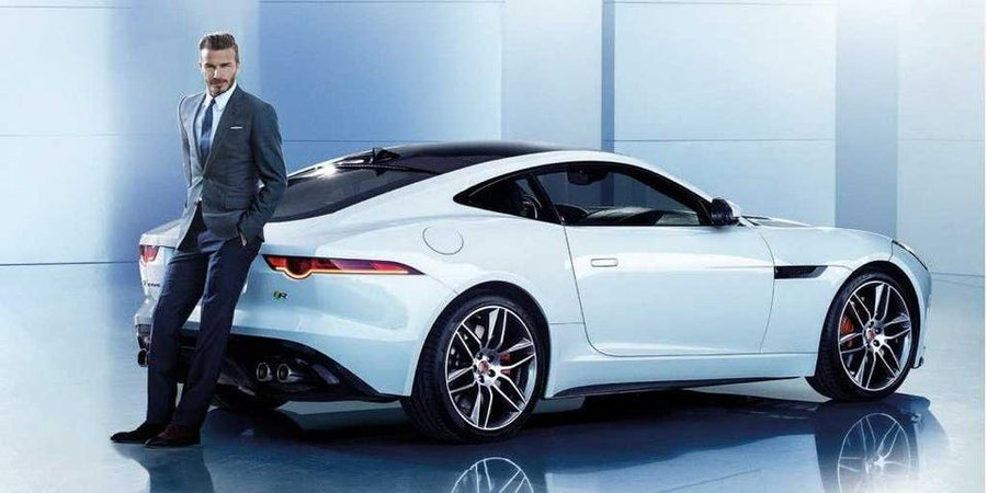 David Beckham with his Jaguar F Type coupe