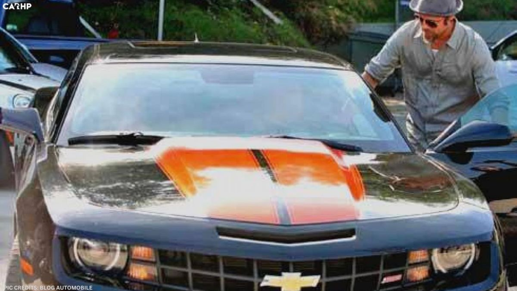 Brad Pitt in his Chevrolet Camaro SS