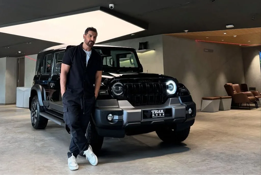 John Abraham with his Mahindra Thar Roxx