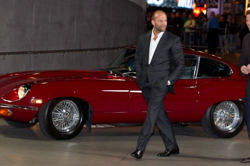 Jason Statham in his Jaguar E-Type